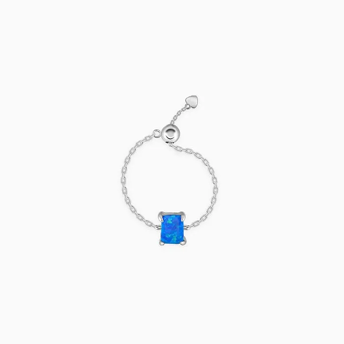 Silver Opal Rectangle Chain Ring Giva