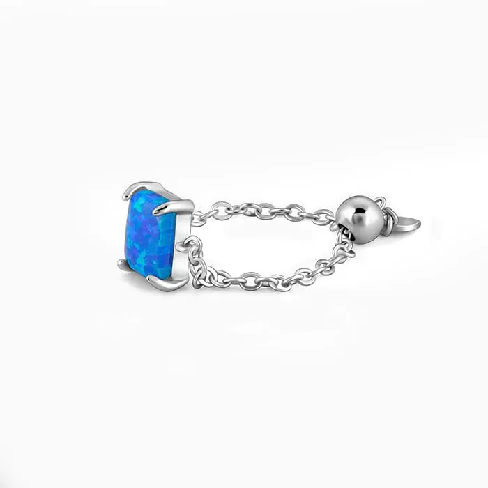 Silver Opal Rectangle Chain Ring Giva