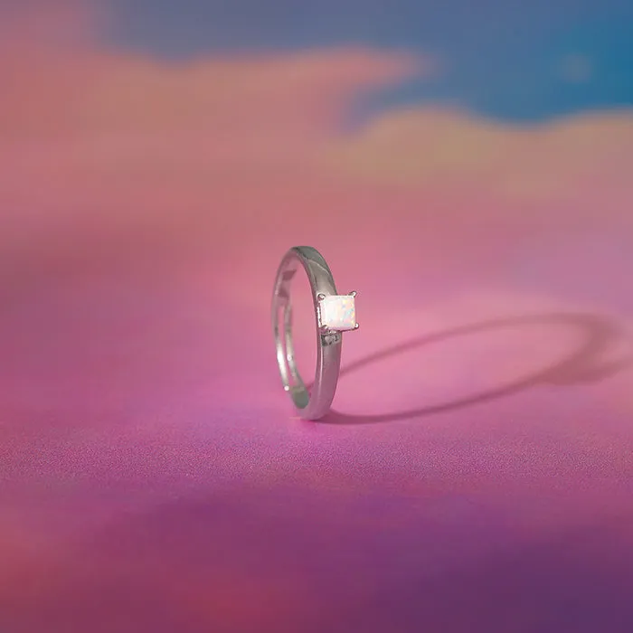 Silver Opal Square Ring Giva
