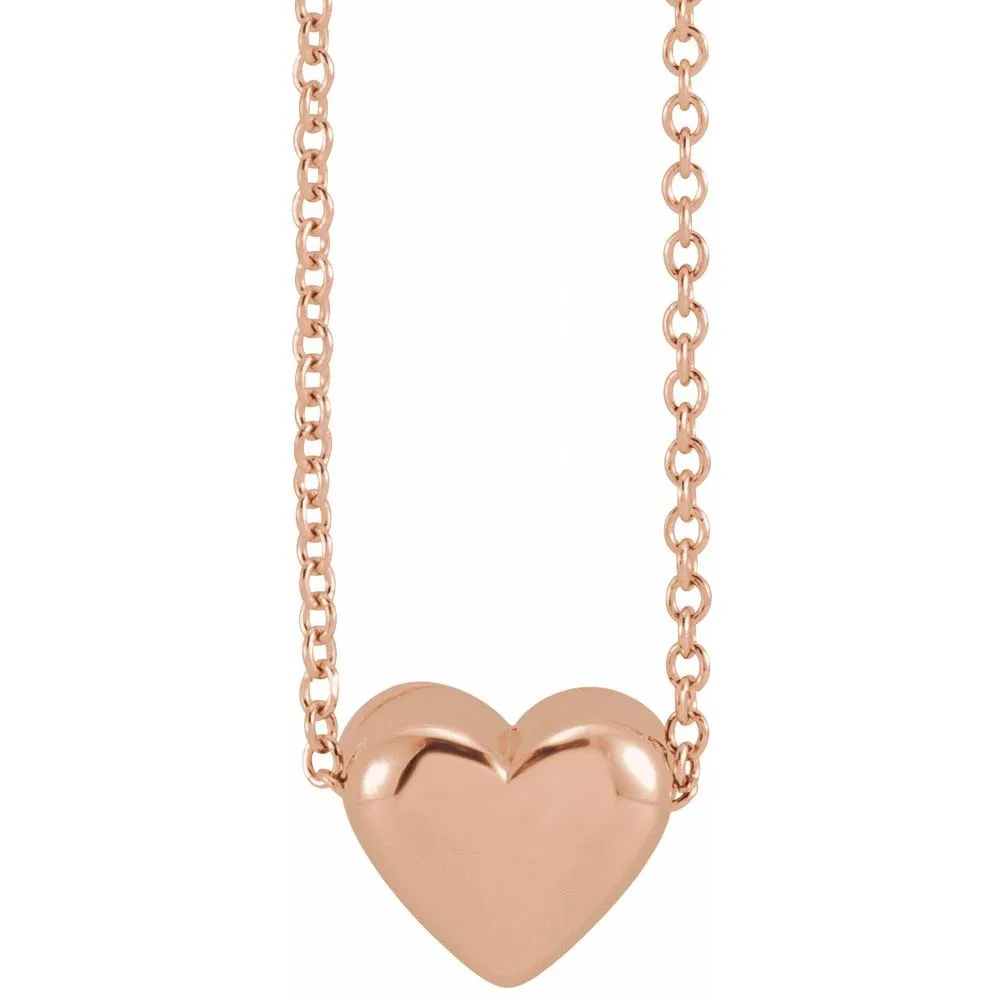 Silver Puffed Heart Necklace