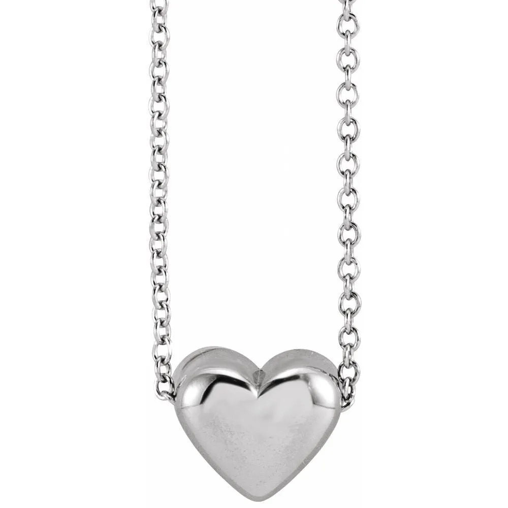 Silver Puffed Heart Necklace