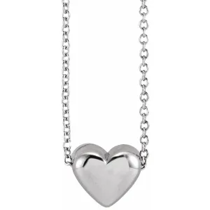 Silver Puffed Heart Necklace