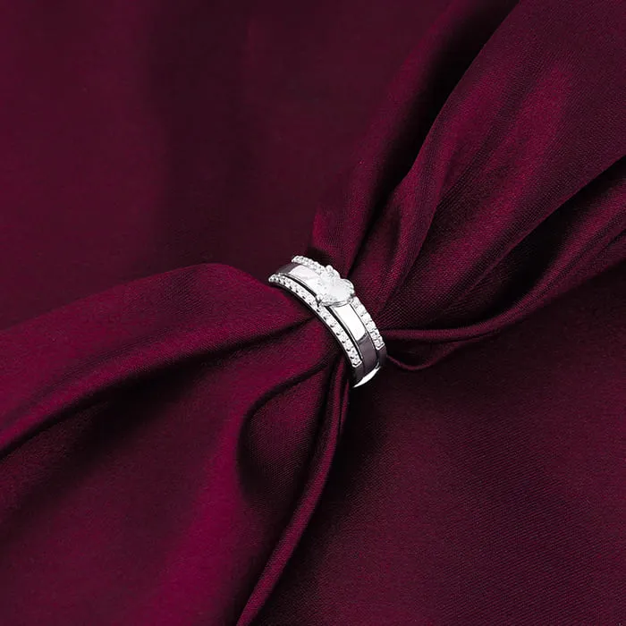 Silver Radiant Heart 2-in-1 Rings Giva