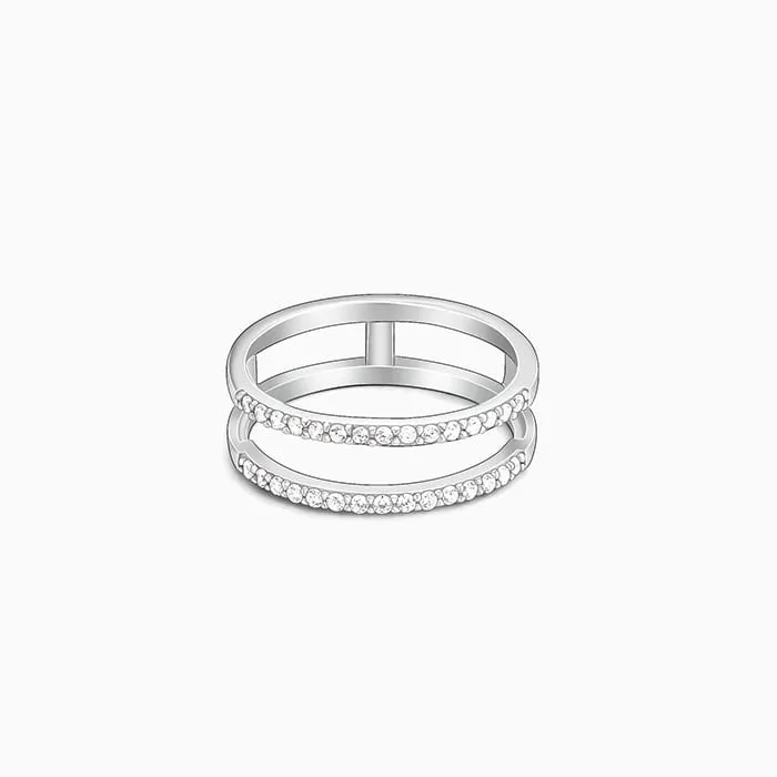 Silver Radiant Heart 2-in-1 Rings Giva