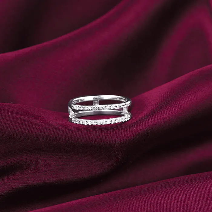 Silver Radiant Heart 2-in-1 Rings Giva
