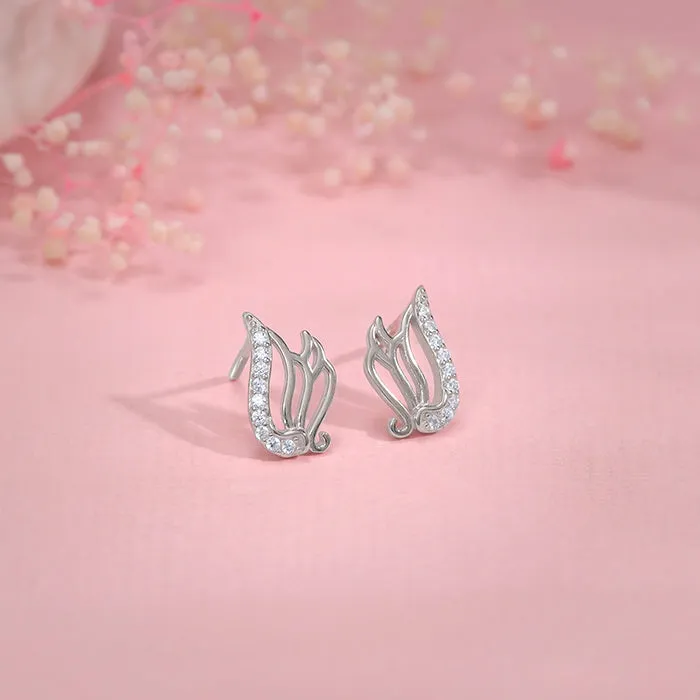 Silver Zircon Winged Earrings Giva