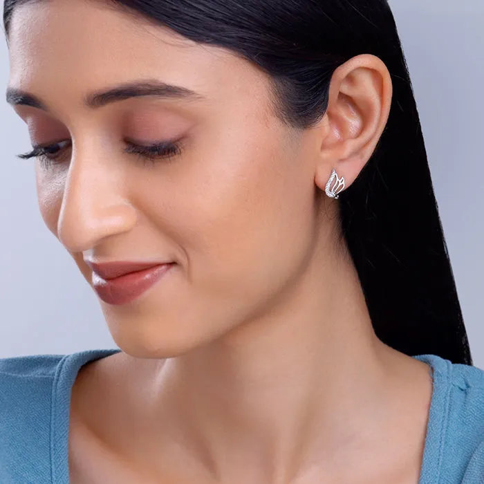 Silver Zircon Winged Earrings Giva