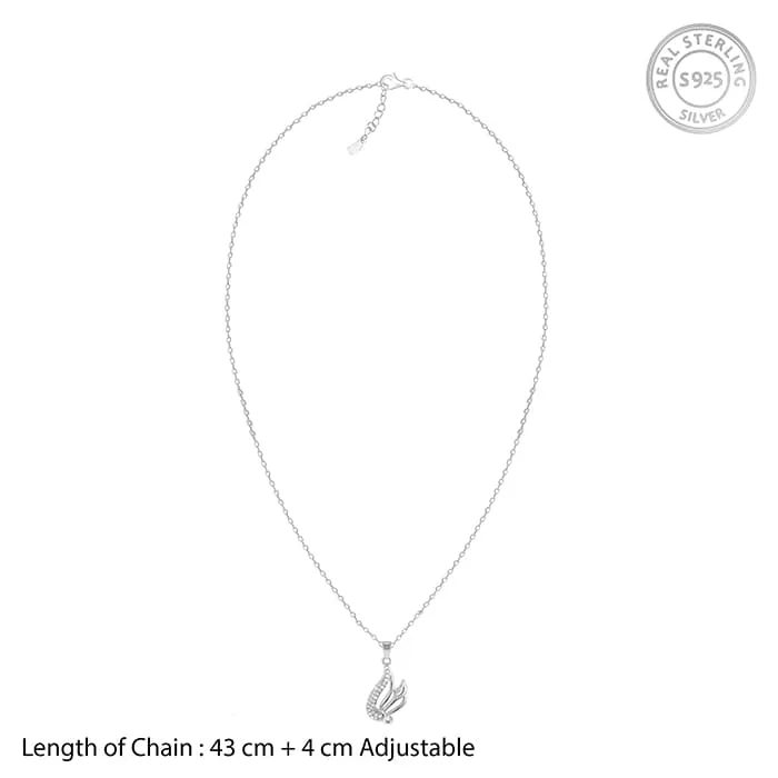 Silver Zircon Winged Pendant With Link Chain Giva