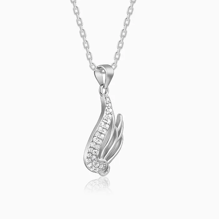 Silver Zircon Winged Pendant With Link Chain Giva