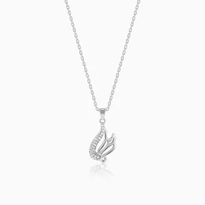 Silver Zircon Winged Pendant With Link Chain Giva