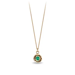 Small Emerald 14K Gold Faceted Stone Necklace