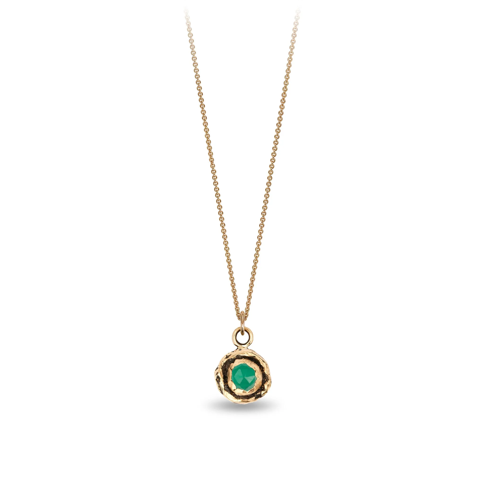 Small Emerald 14K Gold Faceted Stone Necklace
