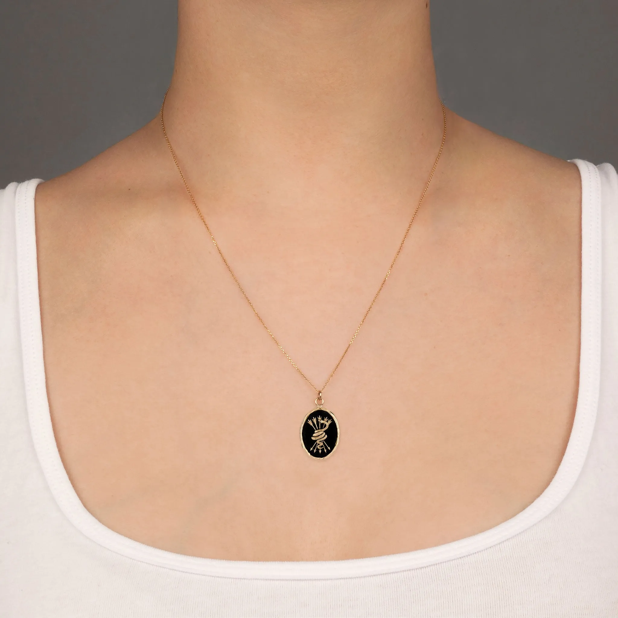 Snake & Arrows 14K Gold Talisman