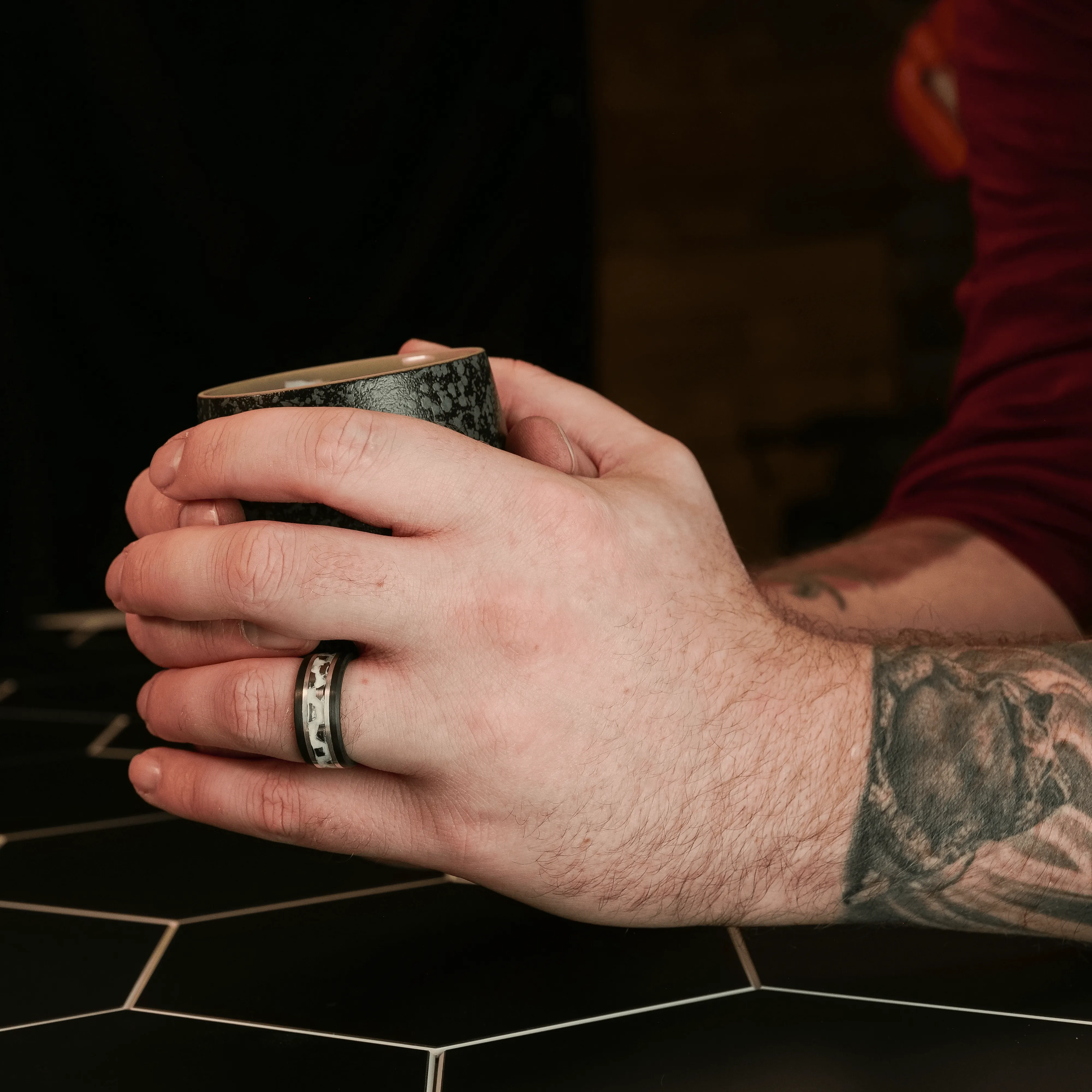Solar Eclipse Glowstone Ring | Tungsten and Meteorite
