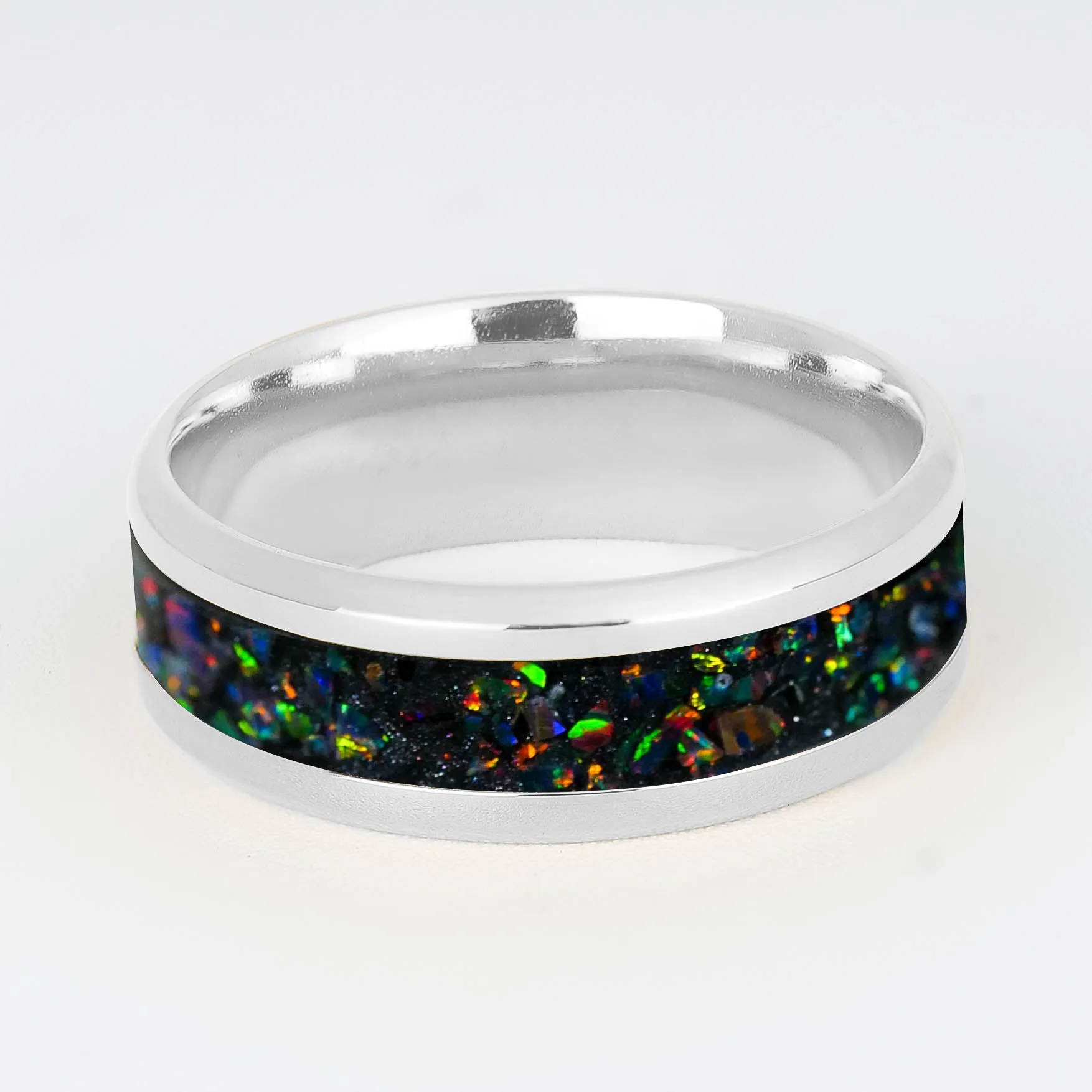 Solid Gold Black Fire Opal Glowstone Ring