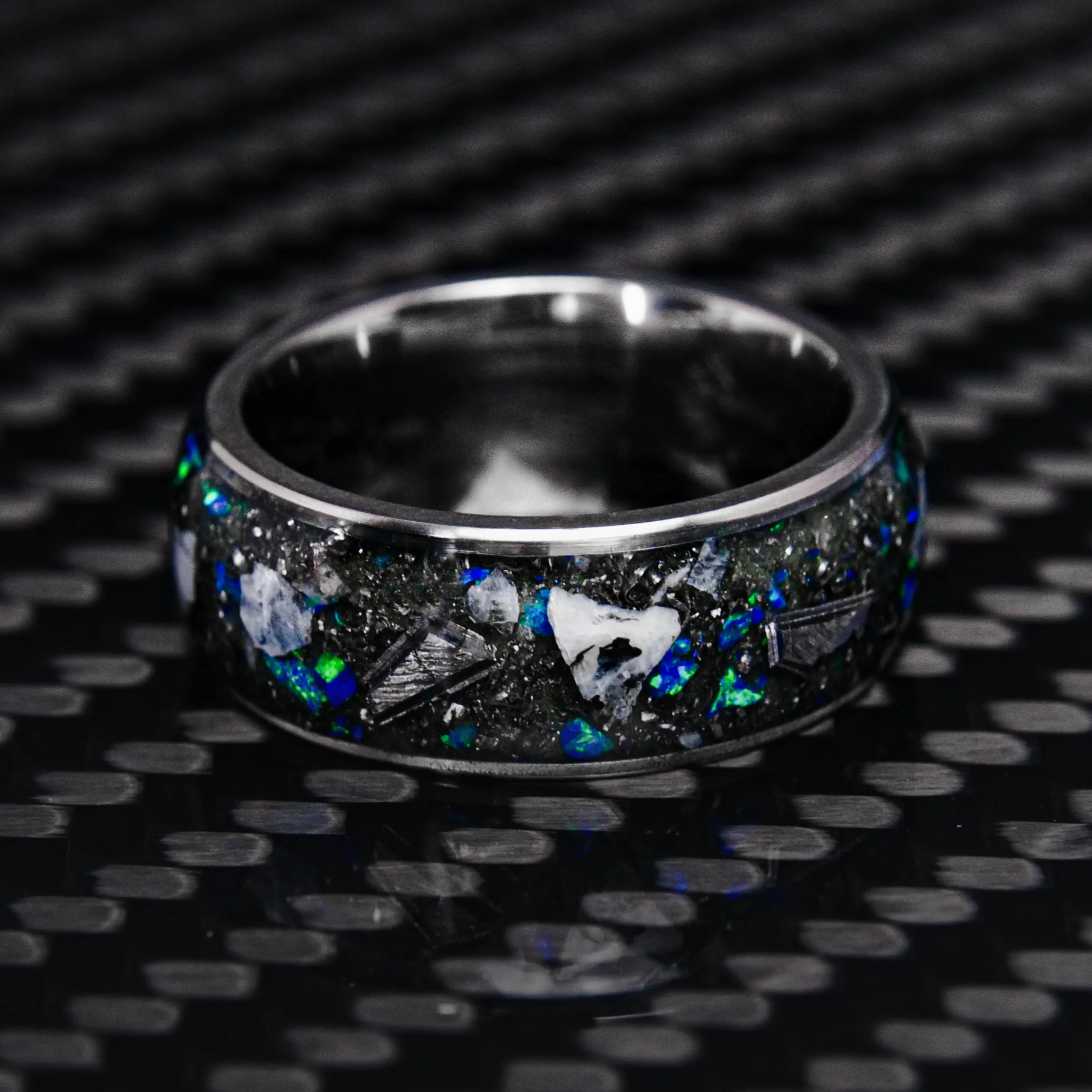 Star Dust Halo Ring on Titanium