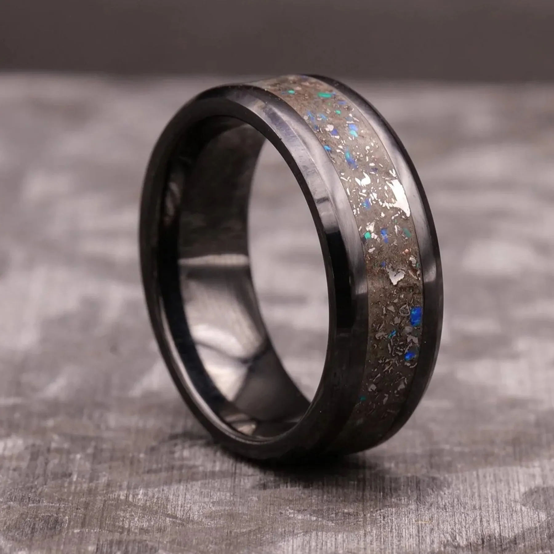 Star Dust Ring in Black Ceramic