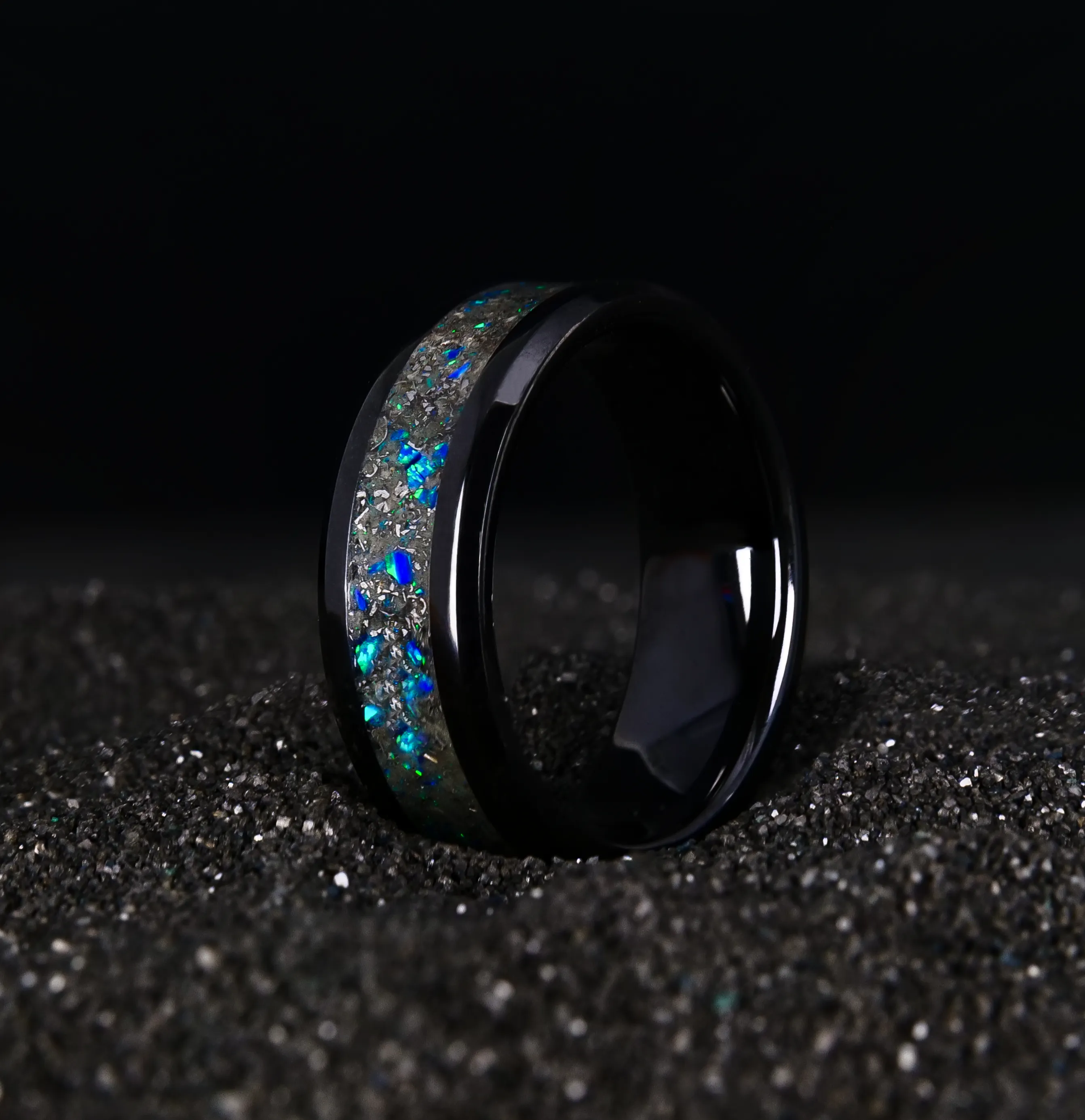 Star Dust Ring in Black Ceramic