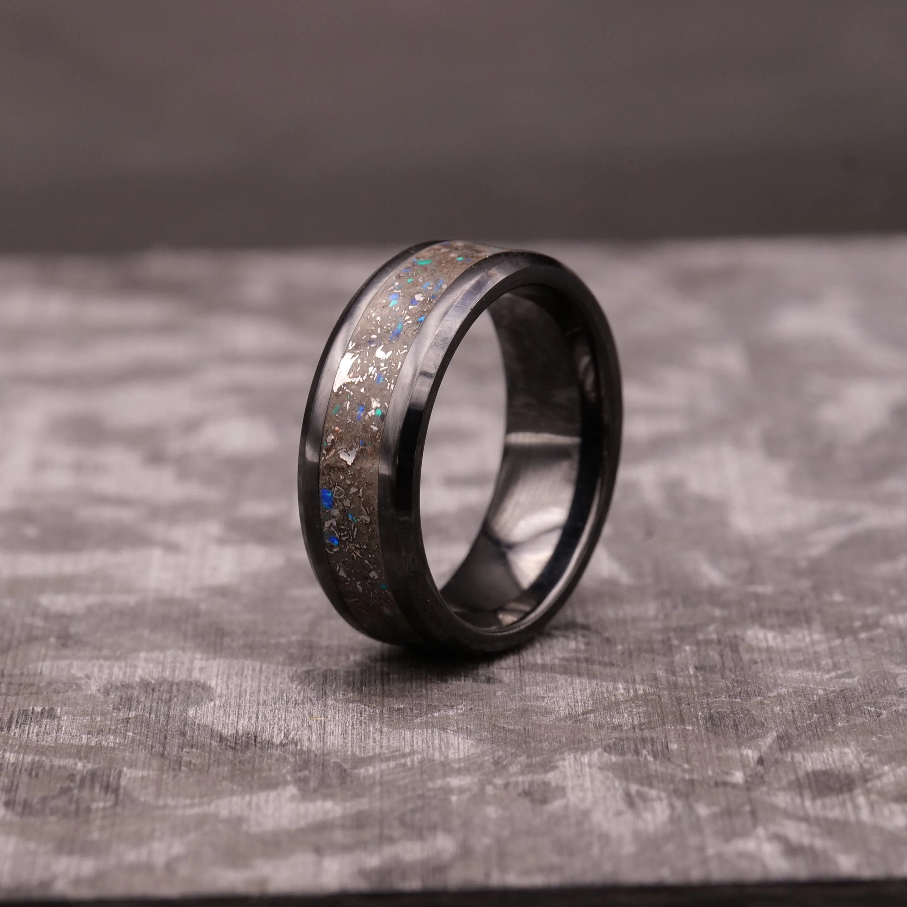 Star Dust Ring in Black Ceramic