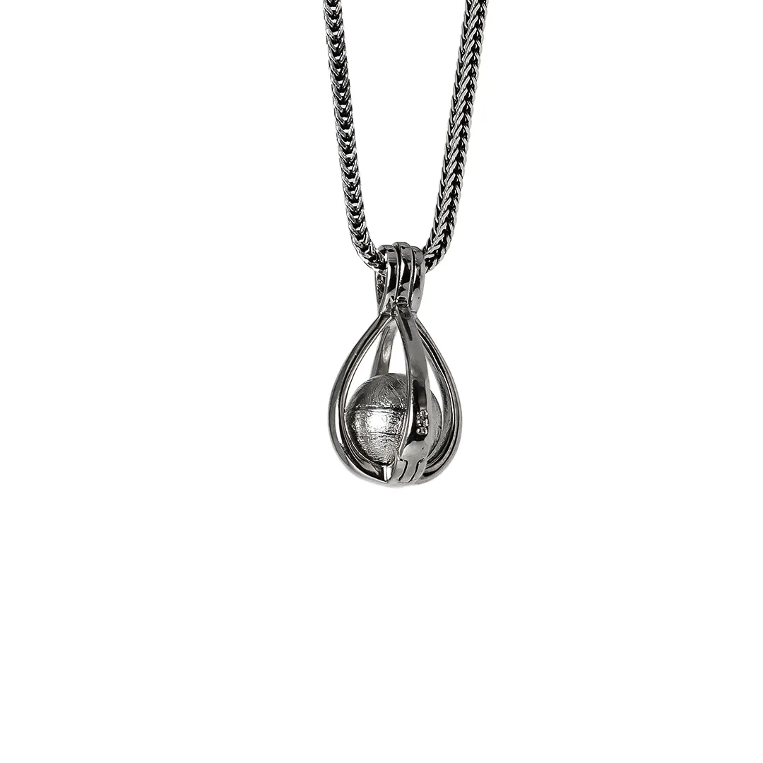 Stardrop Meteorite and Sterling Silver Pendant