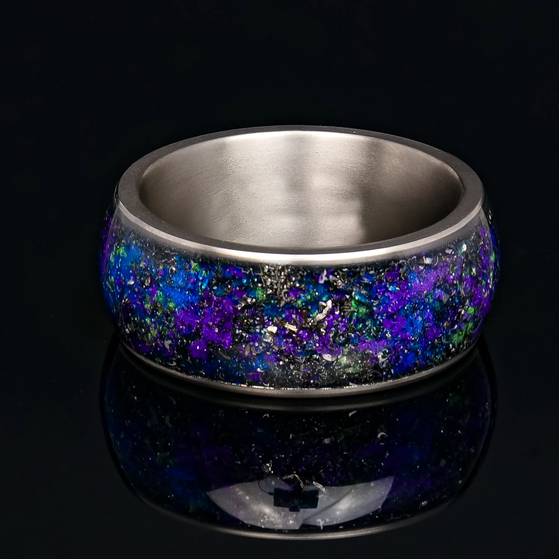 Starry Night Halo Glowstone Ring on Titanium