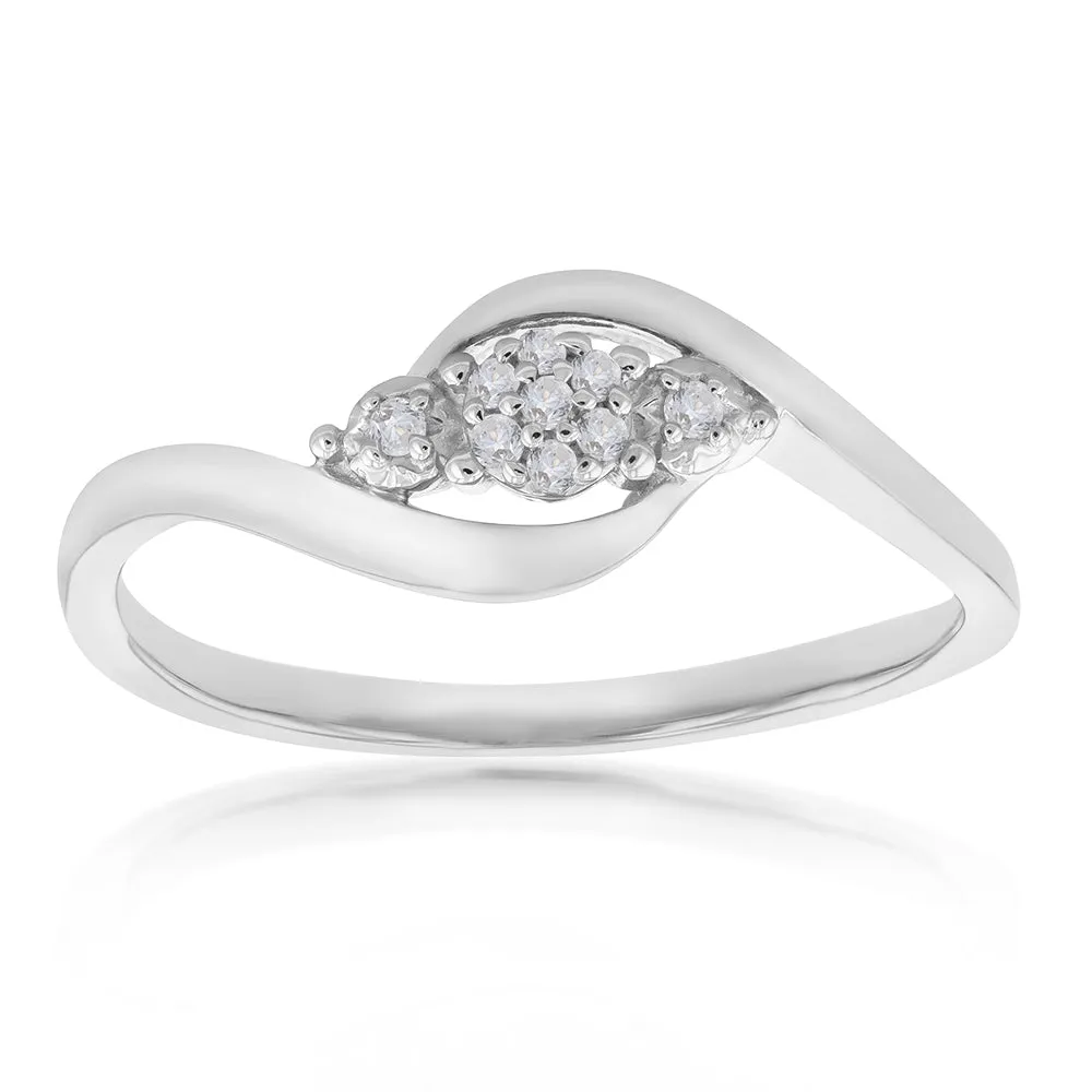 Sterling Silver 0.05 Carat Diamond Ring with 9 Brilliant Cut Diamonds Shiels