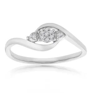 Sterling Silver 0.05 Carat Diamond Ring with 9 Brilliant Cut Diamonds Shiels