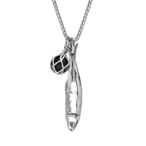 Sterling Silver Emma Stothard Silver Darling Whitby Jet Float Medium Charm Necklace