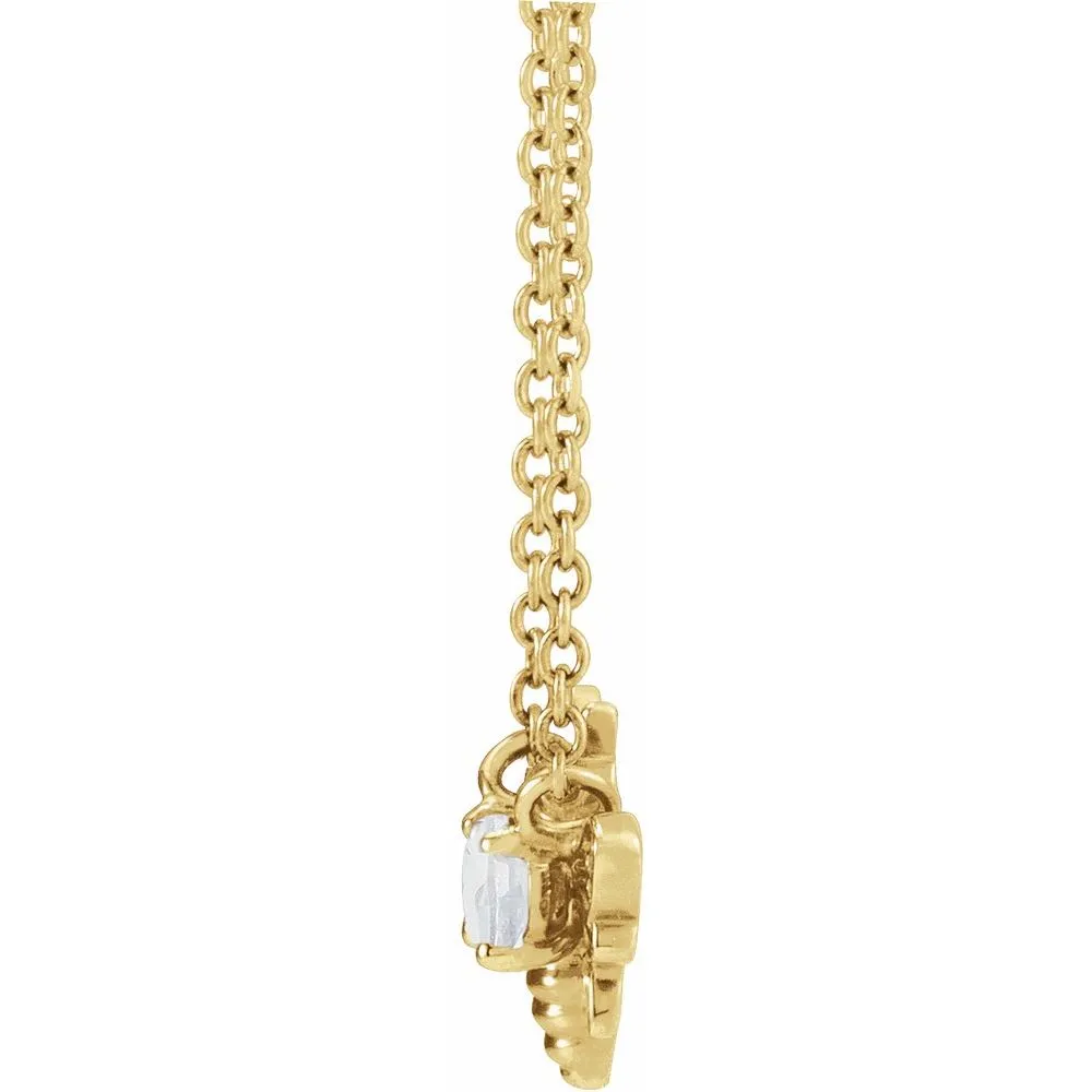 Sterling Silver Natural White Sapphire Bee Necklace