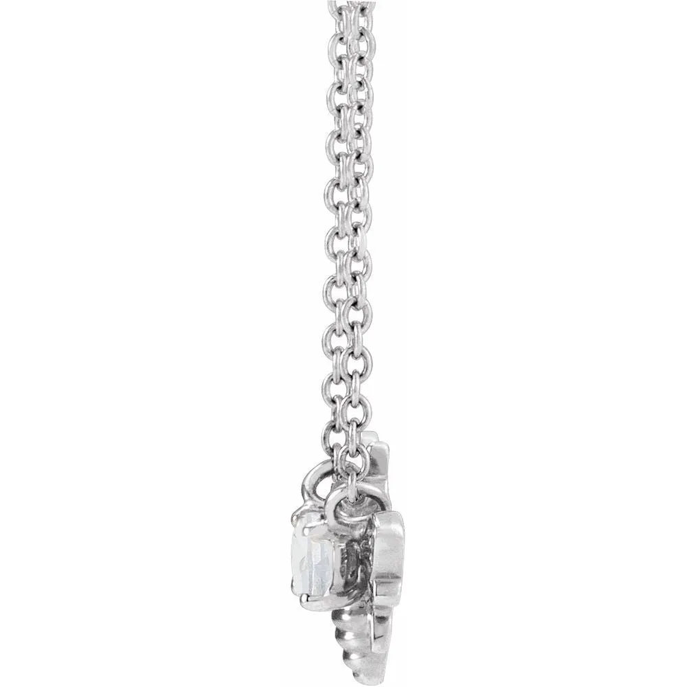 Sterling Silver Natural White Sapphire Bee Necklace