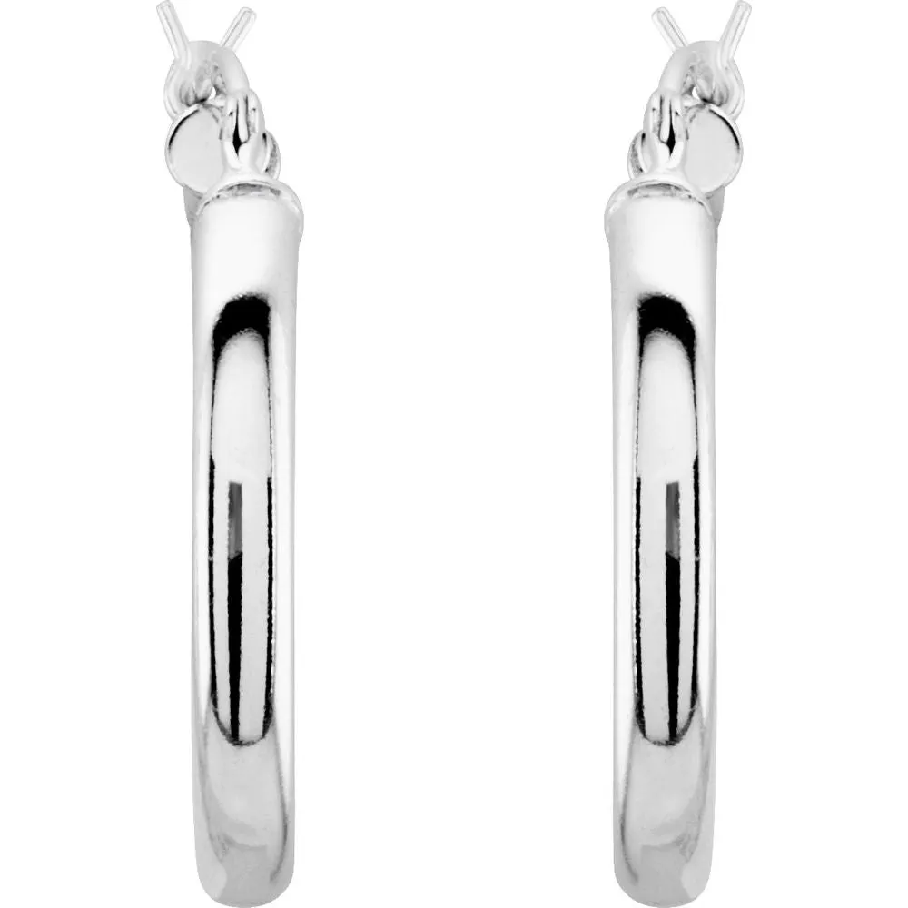 Sterling Silver Tube 20 mm Hoop Earrings