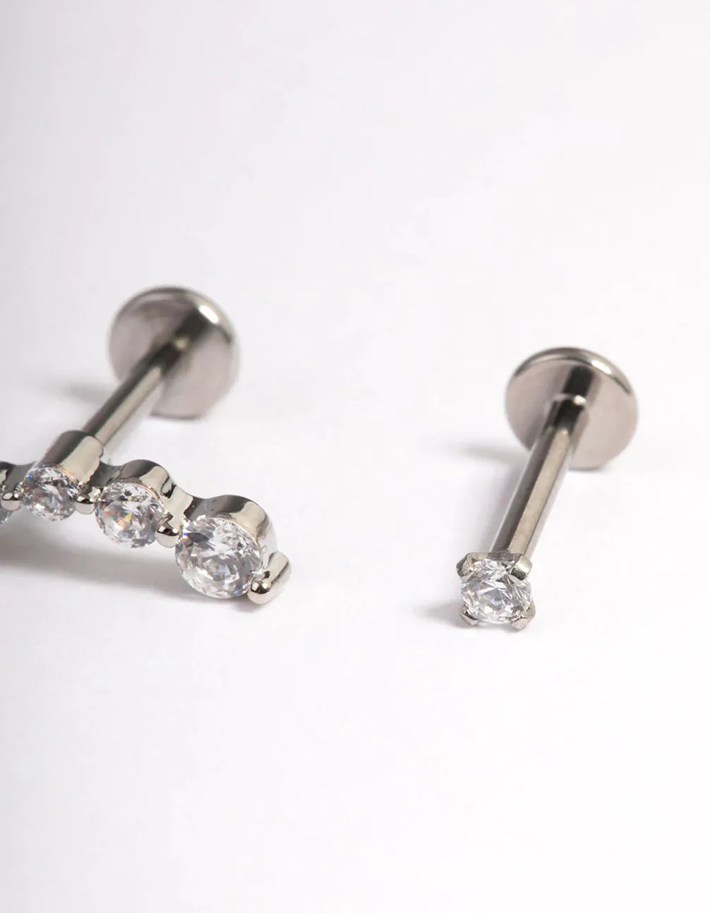 Surgical Steel Cubic Zirconia Crawler Flatback 3-Pack