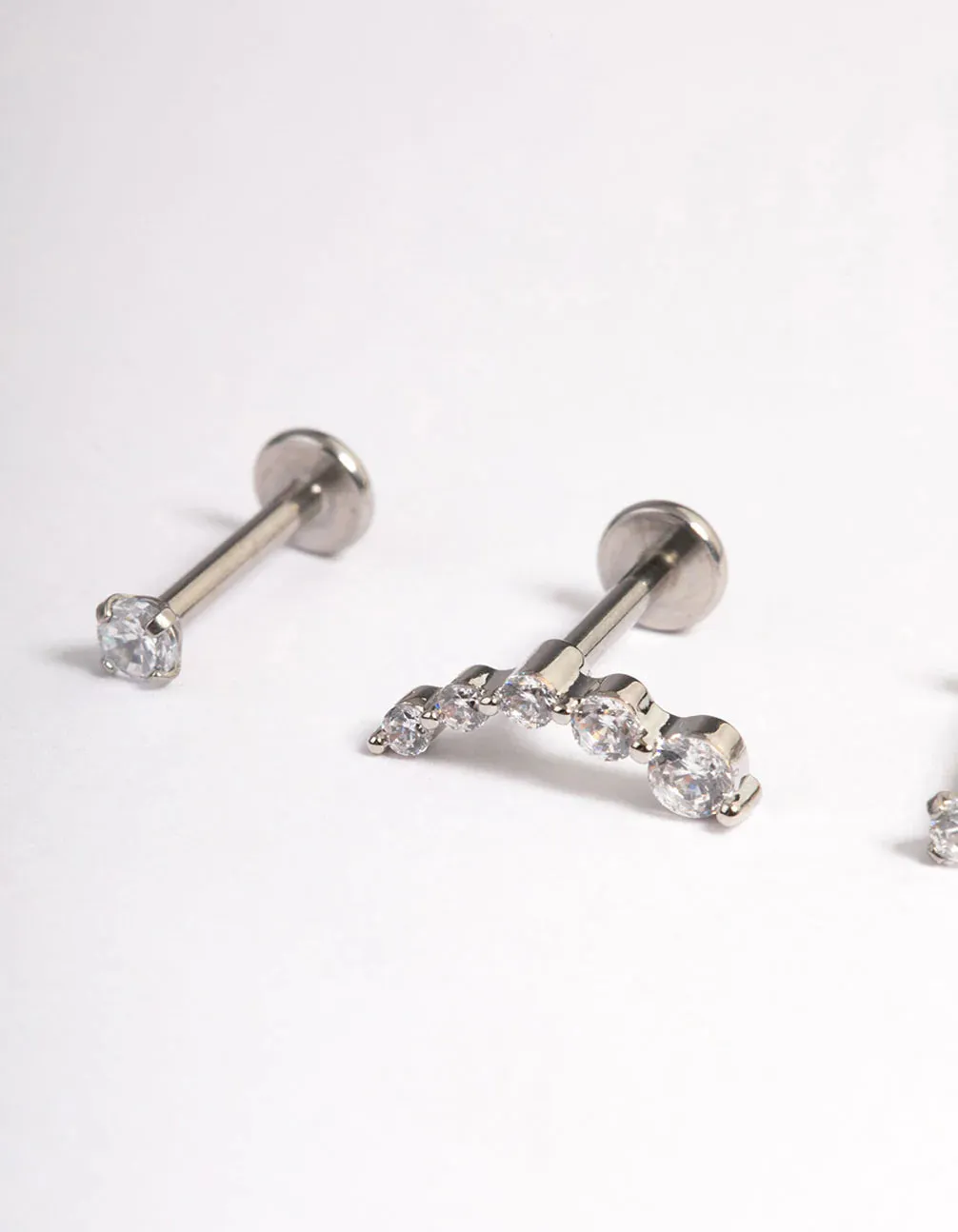 Surgical Steel Cubic Zirconia Crawler Flatback 3-Pack