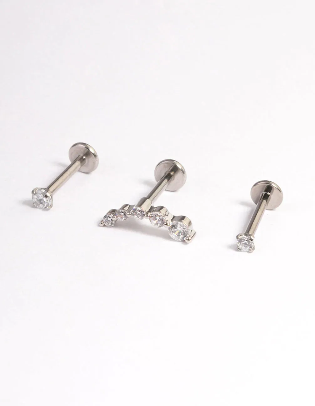 Surgical Steel Cubic Zirconia Crawler Flatback 3-Pack