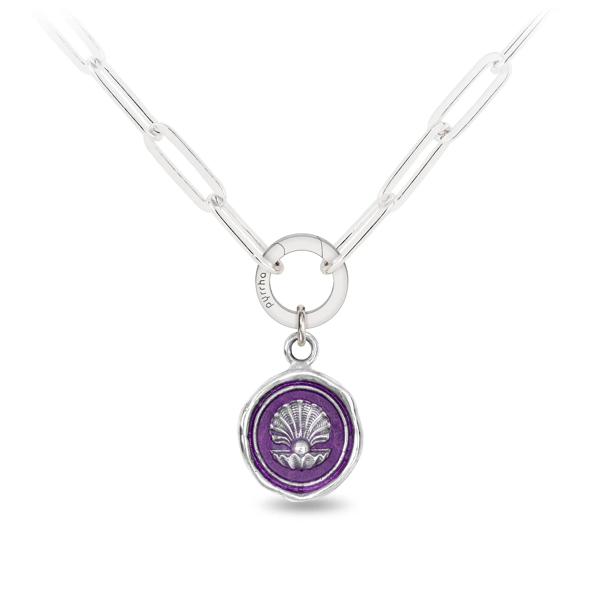 The World is Your Oyster Large Paperclip Chain Necklace - Mystic Violet
