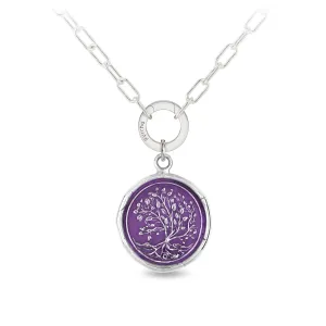Tree of Life Small Paperclip Chain Necklace - Mystic Violet