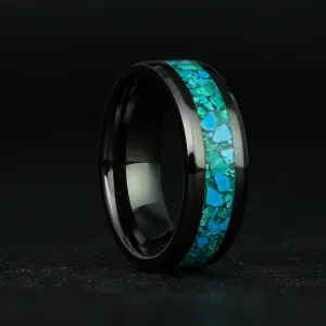Turquoise Glowstone Ring on Black Ceramic