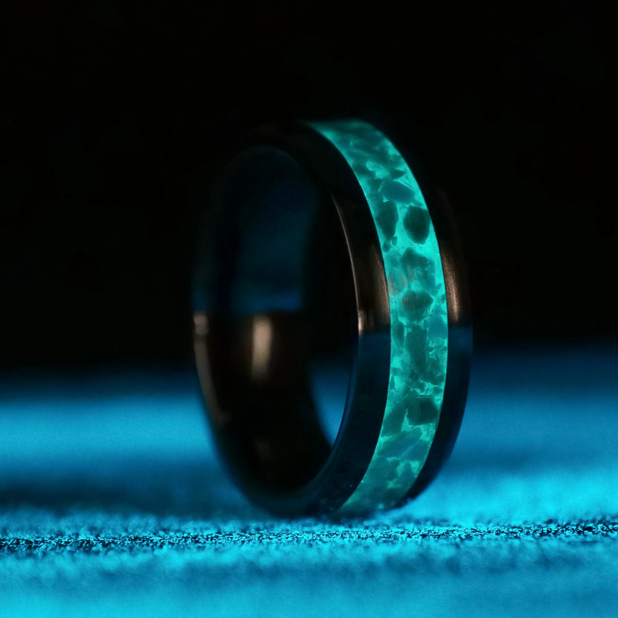 Turquoise Glowstone Ring on Black Ceramic