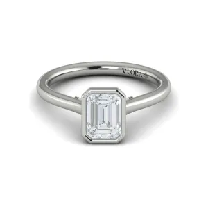 Vlora 14K White Gold Emerald Bezel Solitaire Engagement Ring