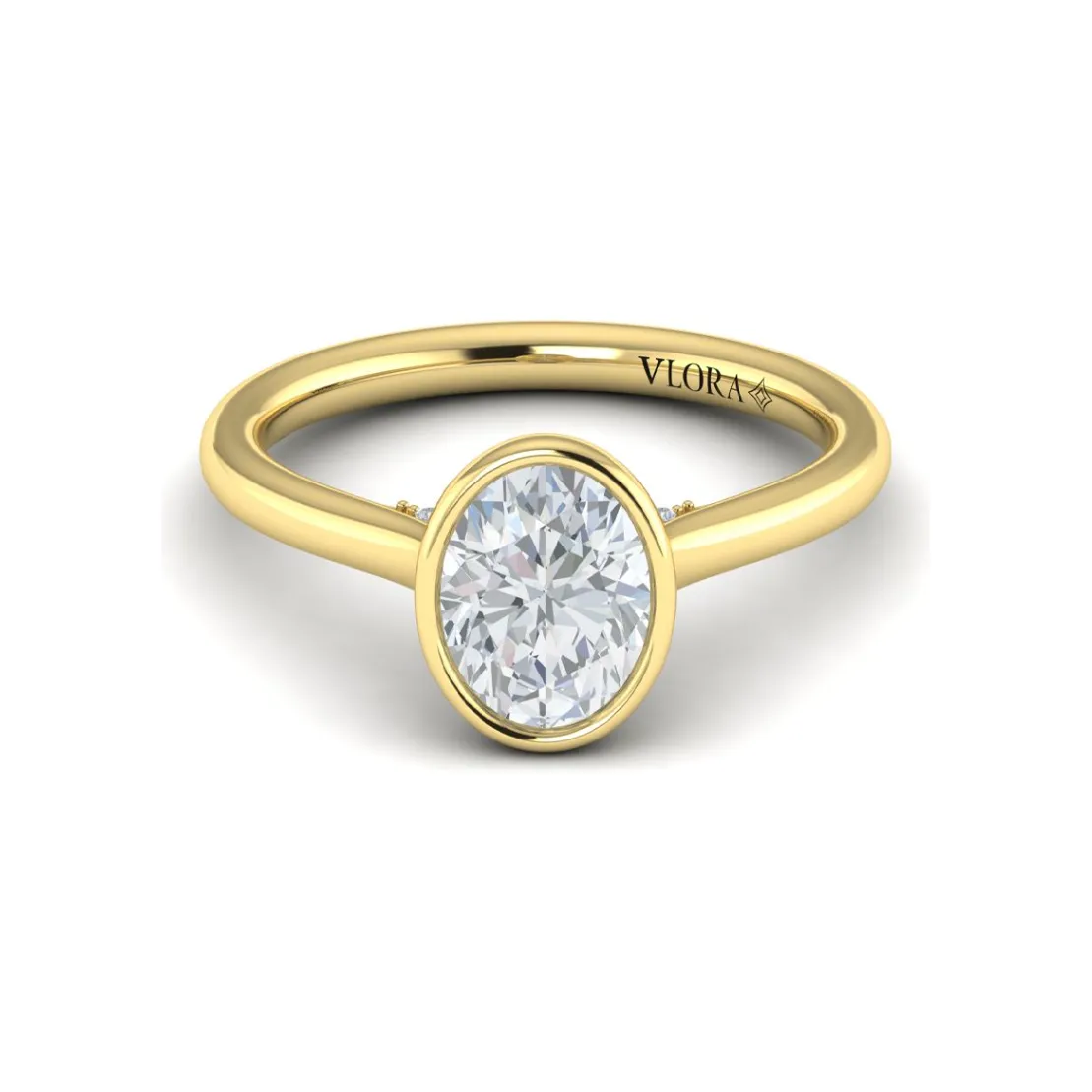 Vlora 14K Yellow Gold Oval Bezel Solitaire Engagement Ring
