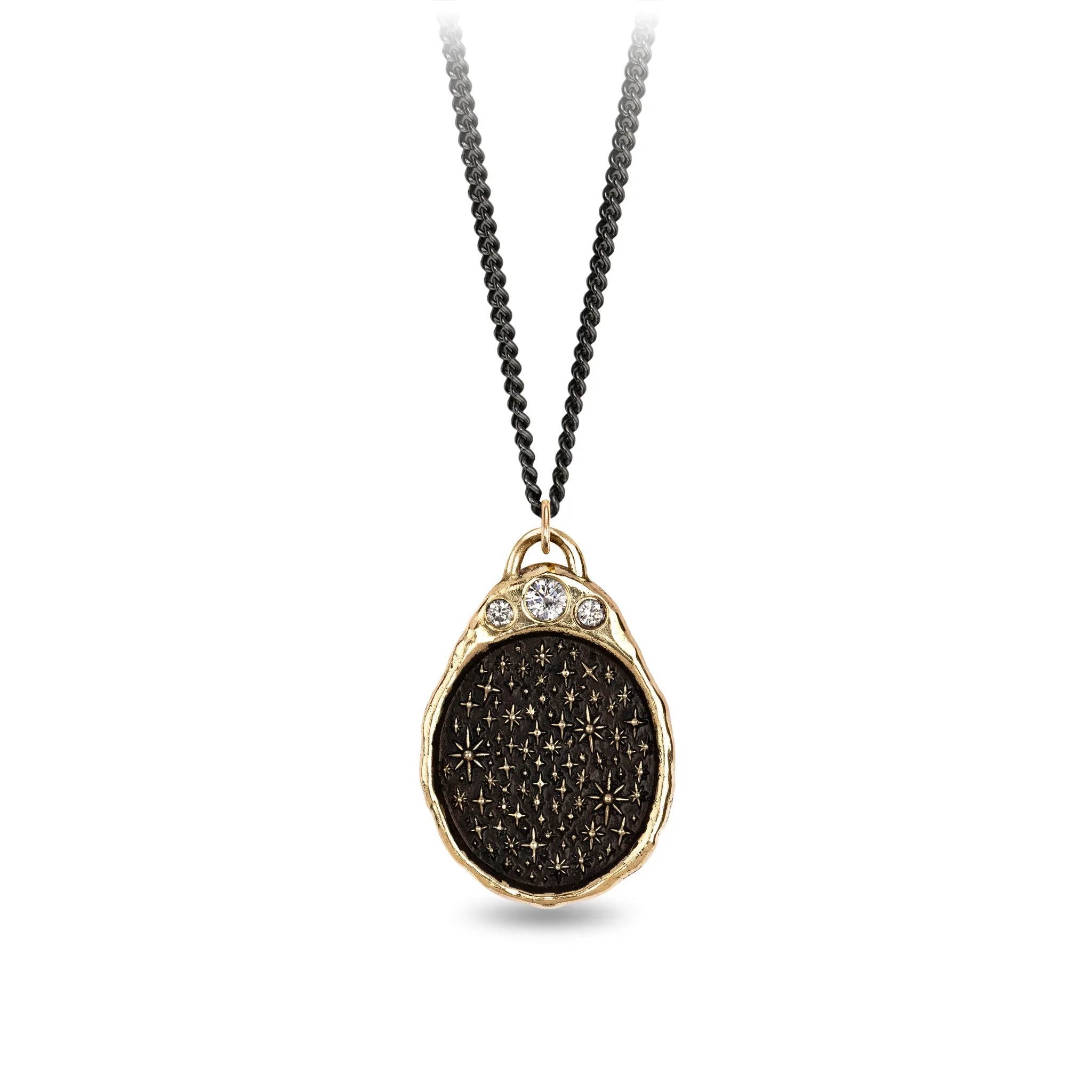 We Are Stardust 14K Gold Diamond Crown Talisman