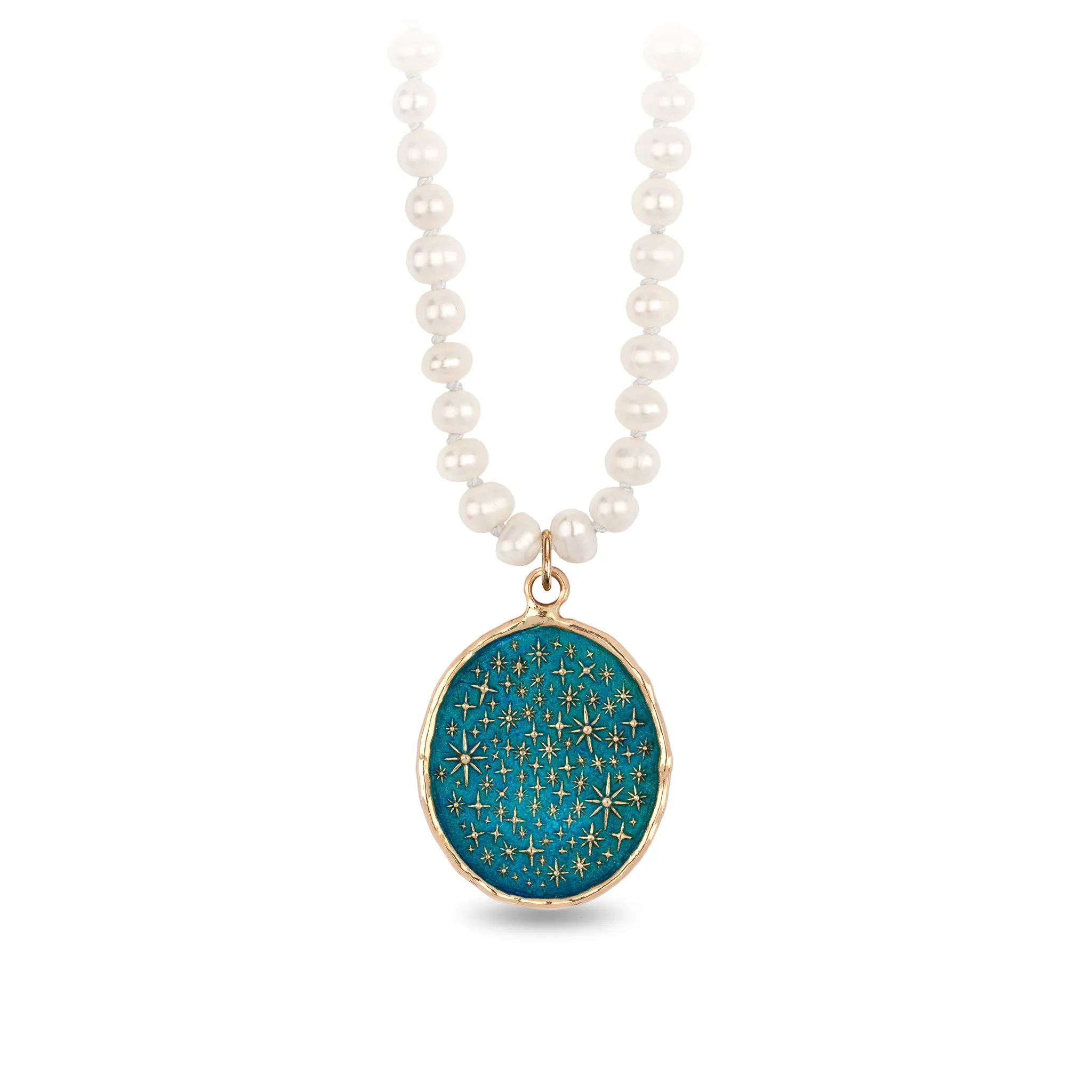 We Are Stardust 14K Gold Talisman on Knotted Freshwater Pearl Necklace - True Colors