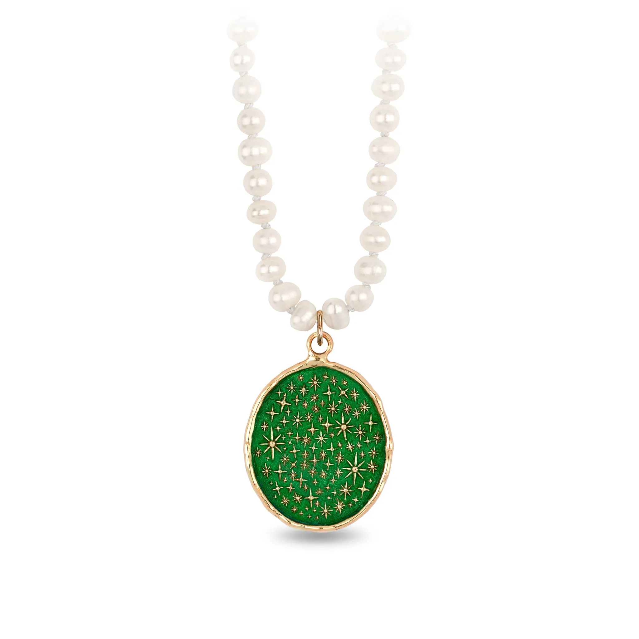 We Are Stardust 14K Gold Talisman on Knotted Freshwater Pearl Necklace - True Colors