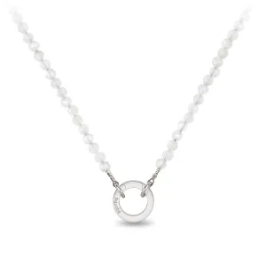 White Moonstone Faceted Stone Choker with Talisman Clip