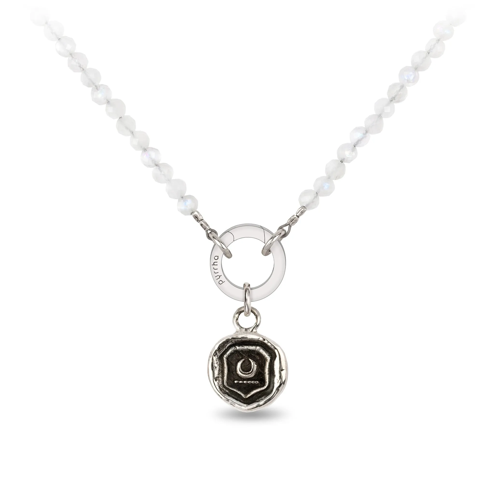 White Moonstone Faceted Stone Choker with Talisman Clip