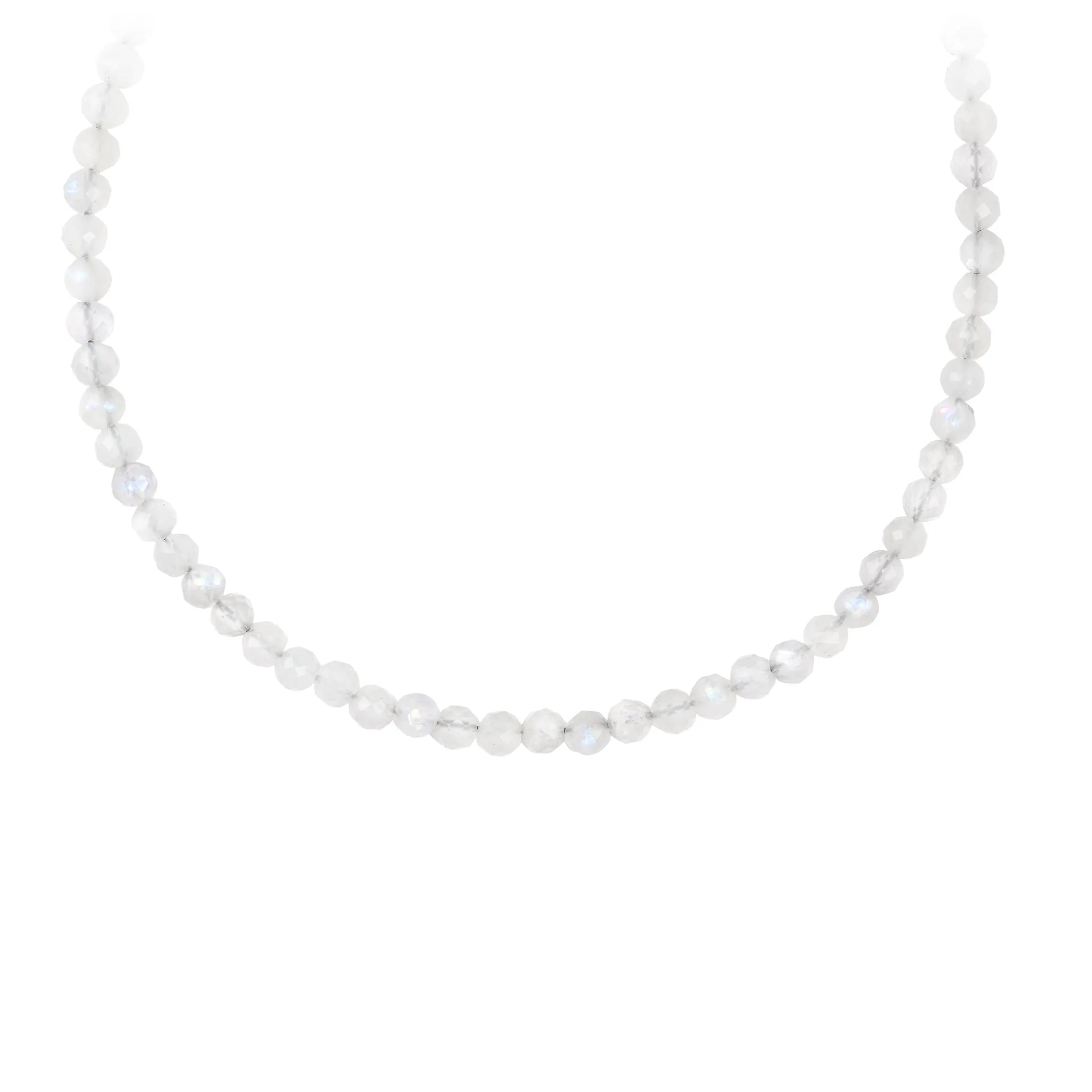 White Moonstone Faceted Stone Choker with Talisman Clip