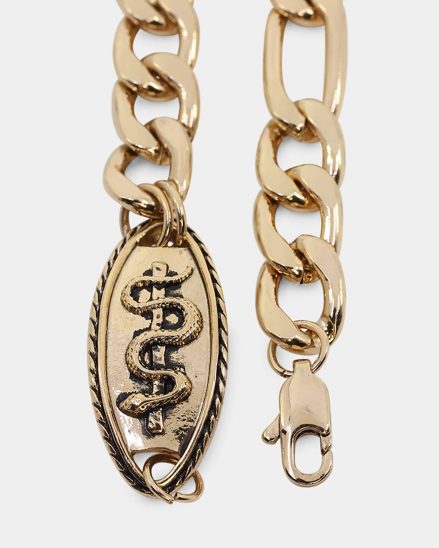 Wild for the Weekend Serpentine Oval ID Bracelet Gold