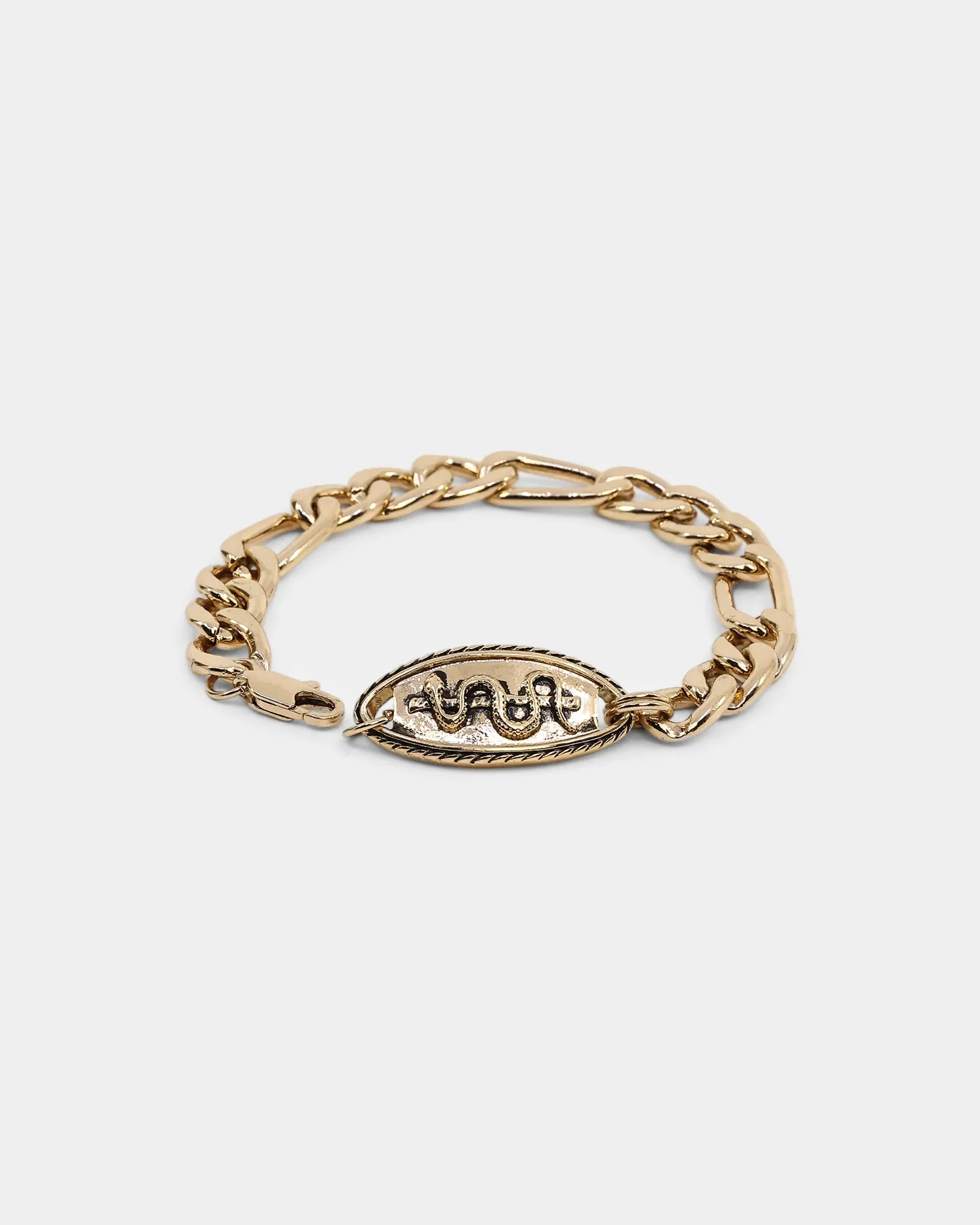 Wild for the Weekend Serpentine Oval ID Bracelet Gold