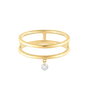 Zeus Double 18K Gold Ring w. Diamond