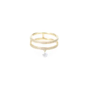 Zeus double Pavé 18K Gold Ring w. Diamonds